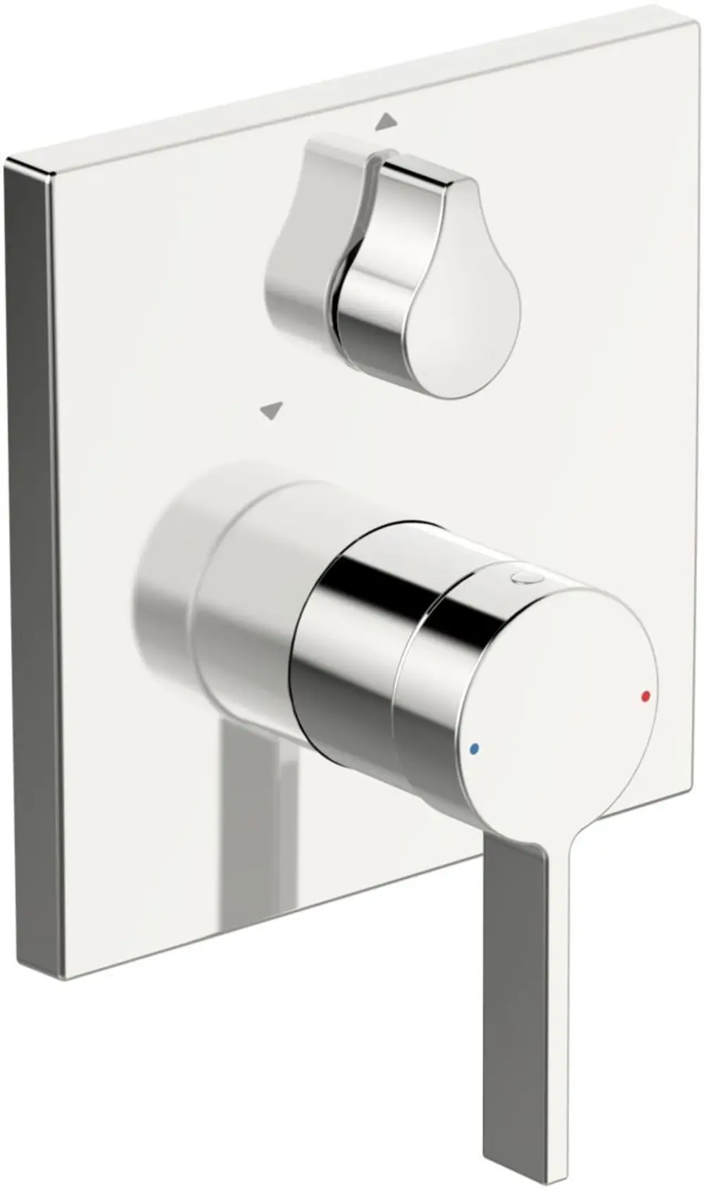 Einhebelmischer mit runder und quadratischer Rosette, geeignet für Wanne und Brause, in Chrom-Optik. Hersteller: HANSA.